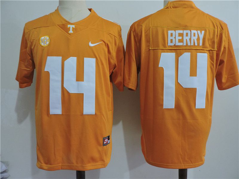 Men Tennessee Volunteers #14 Berry Yellow Nike 2025 NCAA Jersey->ncaa teams->NCAA Jersey